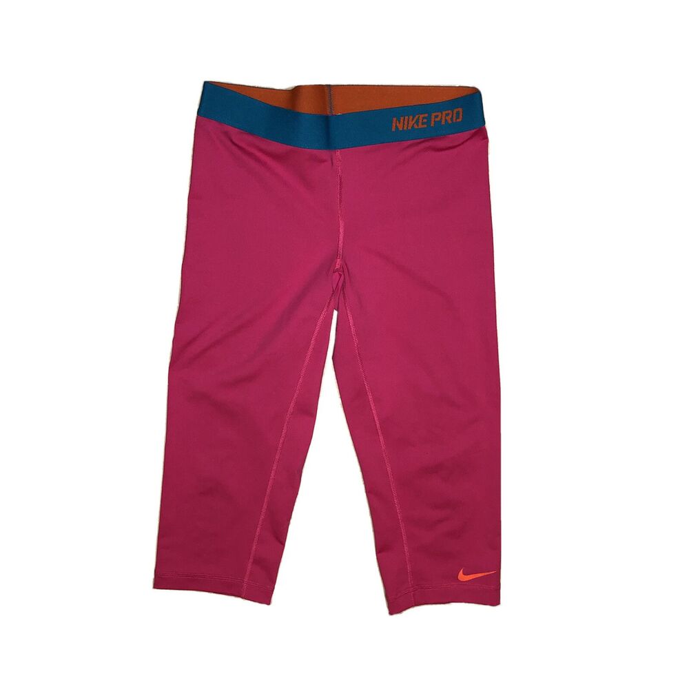 NIKE PRO Women Training Capri Tights Pink Blue Orange 458659-665 Medium F24